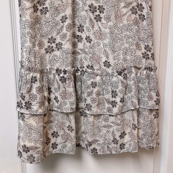 LOFT cream colored dress with pink, mint, and grey/navy floral pattern. - Picture 3 of 6